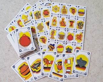 Mexican vintage Loteria Game, cinco de mayo game, mexico fiesta bingo (10 players), Learn and Teach Spanish, Birthday Party game, May 5