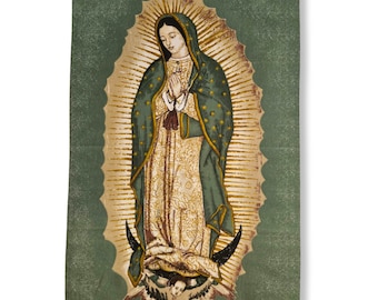 Tapiz de pared de tela Virgen Guadalupe, pañuelo de la Virgen de Guadalupe, chal de tela paliacate de Nuestra Señora de Guadalupe
