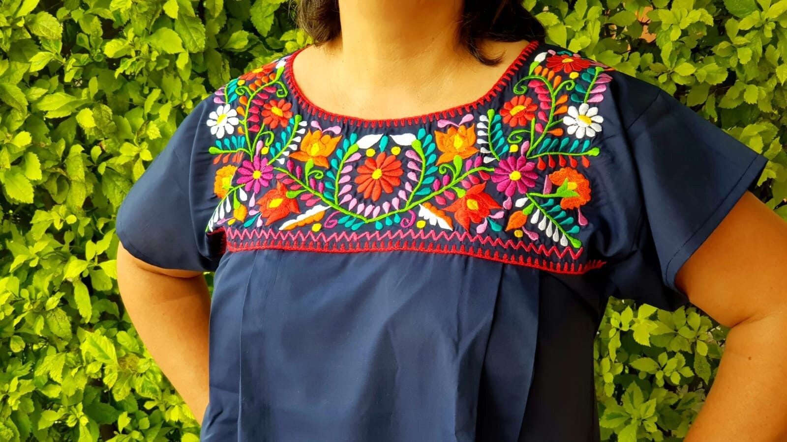 Navy Blue Mexican Blouse Mexican 