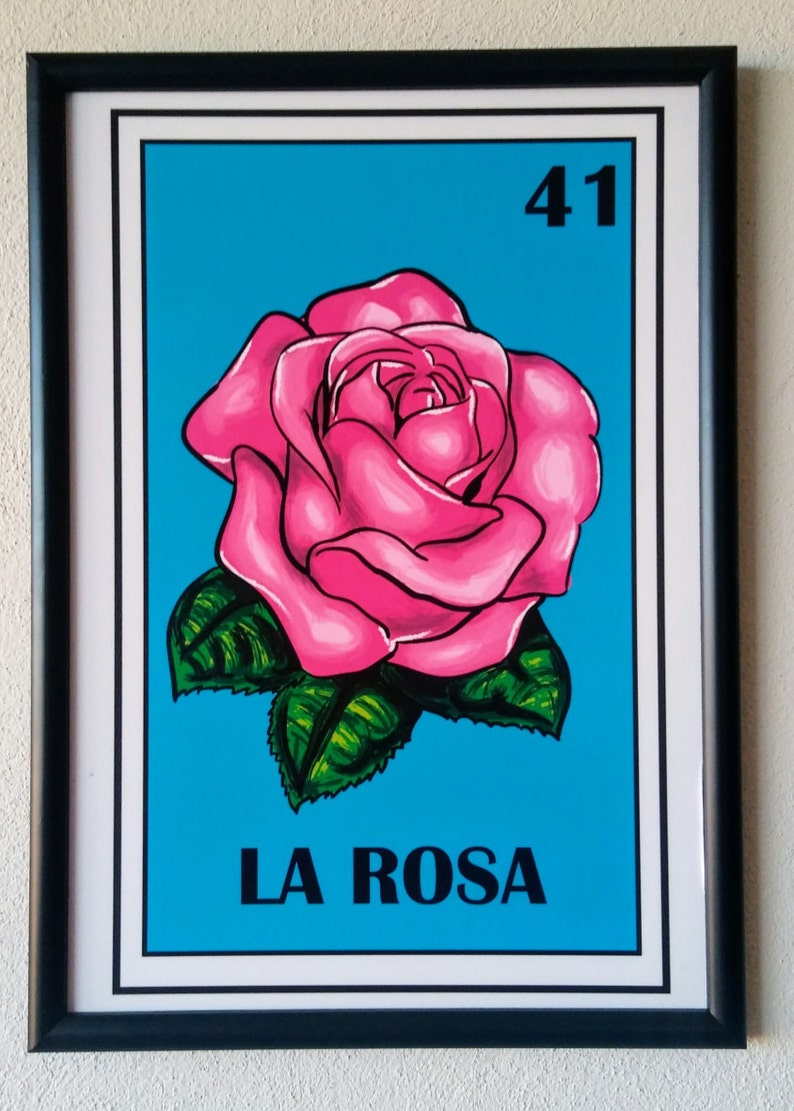 Mexican loteria Framed La Rosa loteria Frida Art Como la Etsy