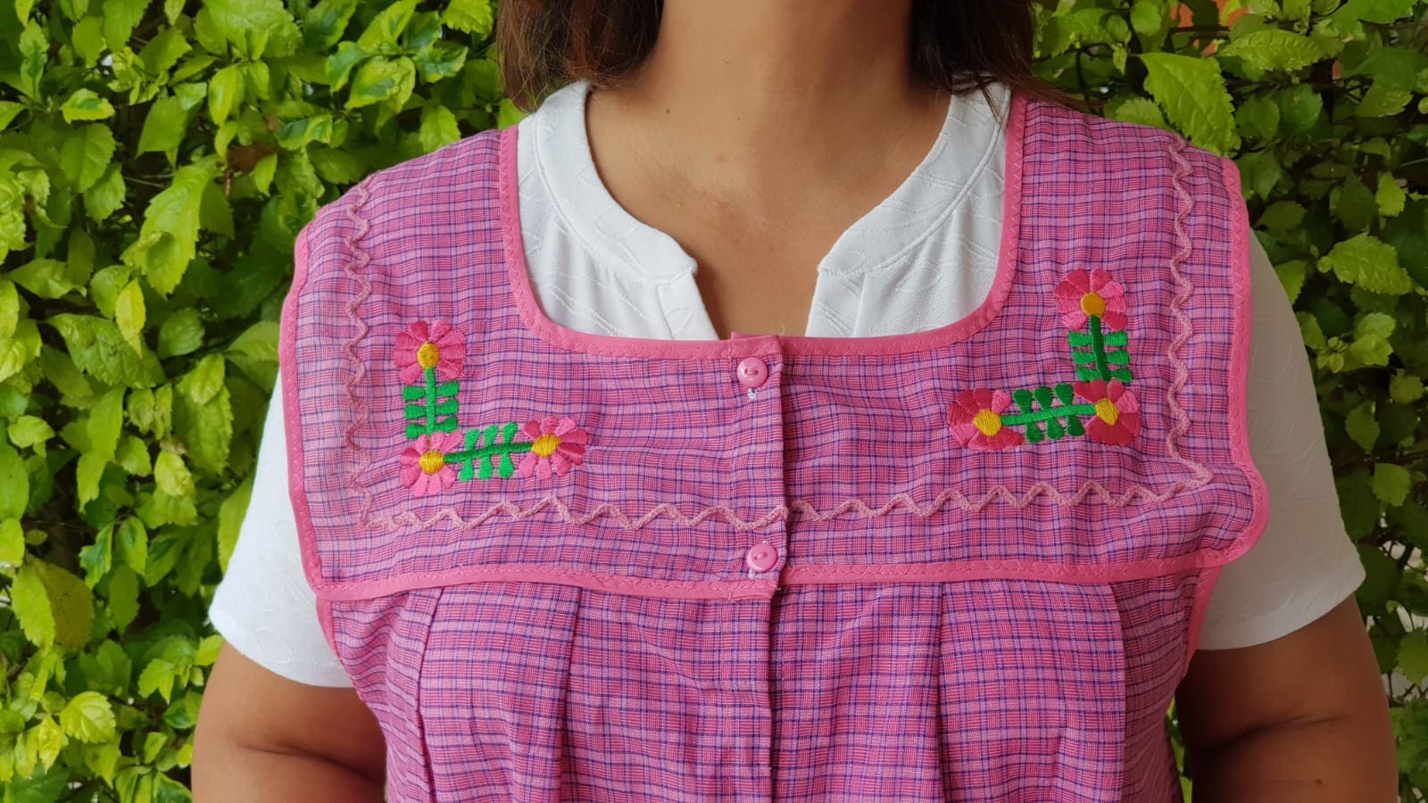 Mexican Kitchen pink plus size Apron, Mexico embroidered XL 46", cooking Taco pink Kitchen Smock, Mother's day gift apron, Grandma apron