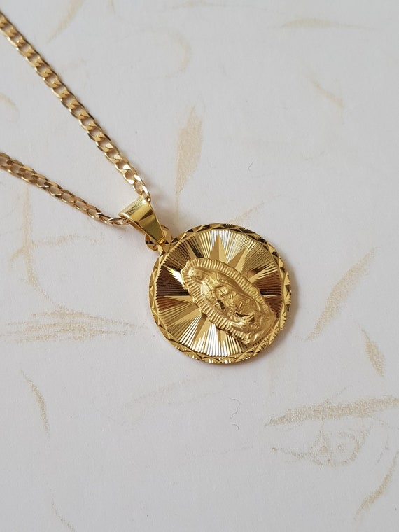 14k gold cheap guadalupe pendant