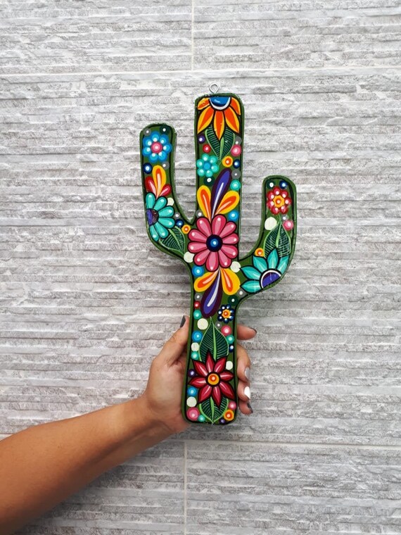 Wooden Nopal Cacti Mexican Wood Cactus Mexican Hand Painted Etsy Denmark