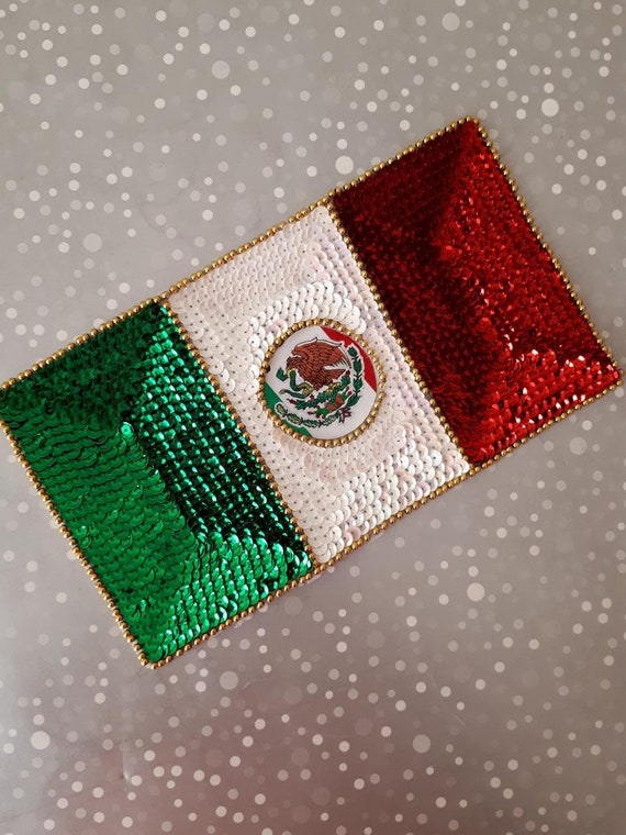 Mexico Flag Patch Mexican Flag Sequin Embellishment Bandera Etsy