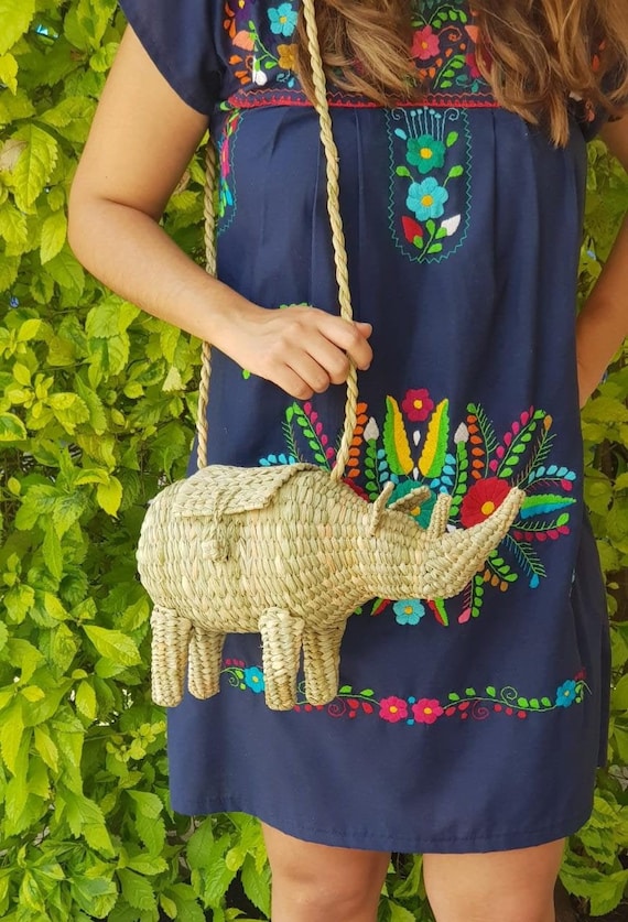 Rhino Wicker Bag, Mexico Rattan Bag, Mexican Palm Bag