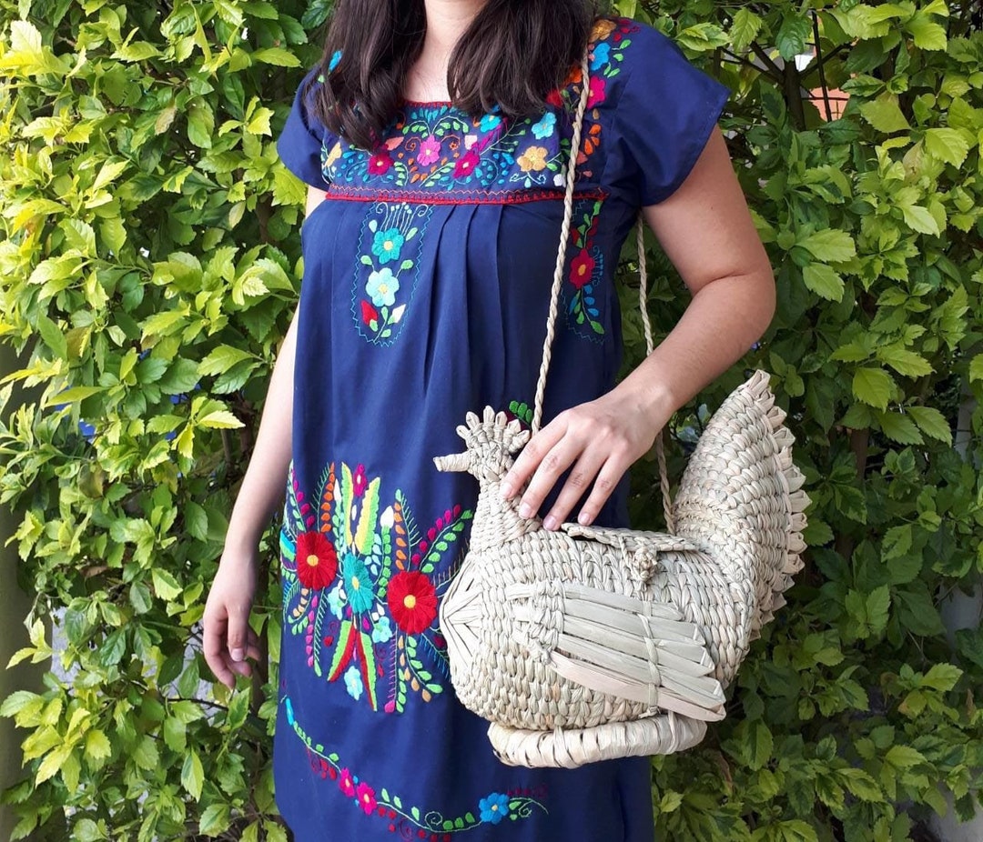 Chicken Woven Bag, Hen Bag, Rooster Rattan Purse, Mexican Straw Chicken  Basket, Vintage Wicker Knit Palm, Rattan Farm Animal, Straw Chicken