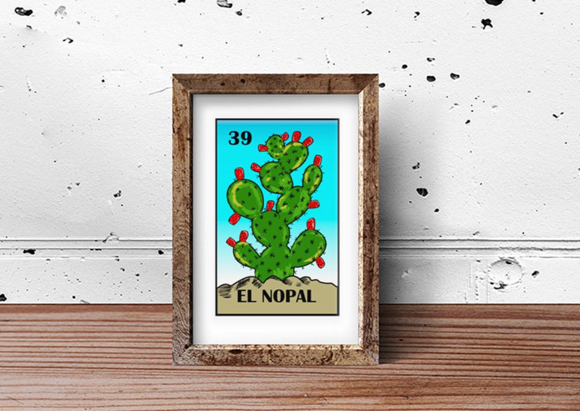 Cactus print El nopal Mexican loteria Cactus Printable | Etsy