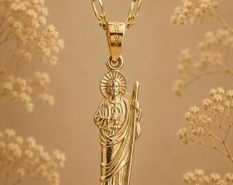 San Judas Tadeo Pendant & Chain – 14K Gold Filled Sterling Silver Saint Jude Medal