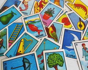 Mexican Loteria Memory Game, Learn Spanish words, Birthday, Party game, Concentration Games, Word Recognition Games