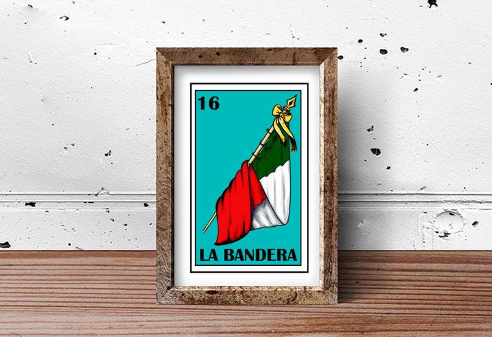 Mexican Loteria La Bandera Loteria Mexican Flag Loteria Etsy