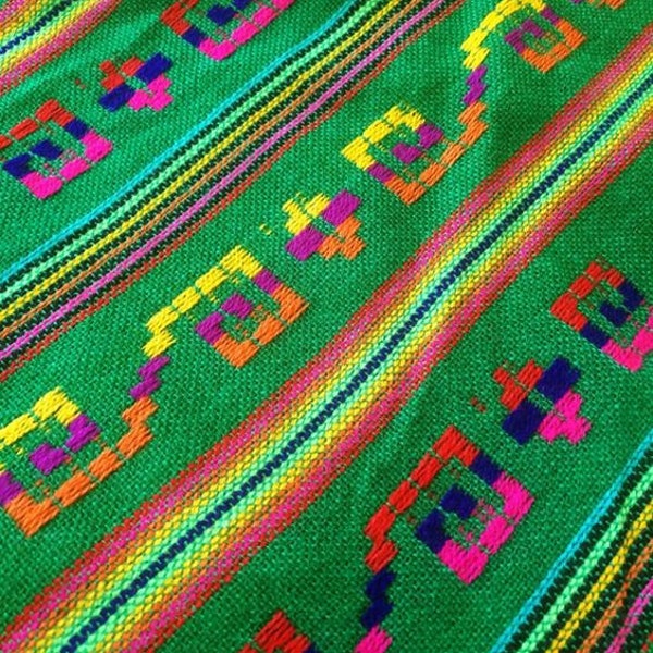 Mexican Rebozo, Green Mexican Blanket, Green Mexican Fabric, Mexican Table Runner, Mexican Table cloth, Mexican sarape, green aztec fabric