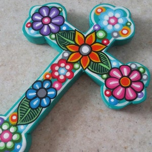 Mexican wood Cross, Mexican sacred heart cross, Mexican Milagro cross, Mexican flower Wall Art Cross, Mexican Flower Cross, Mexican Cross