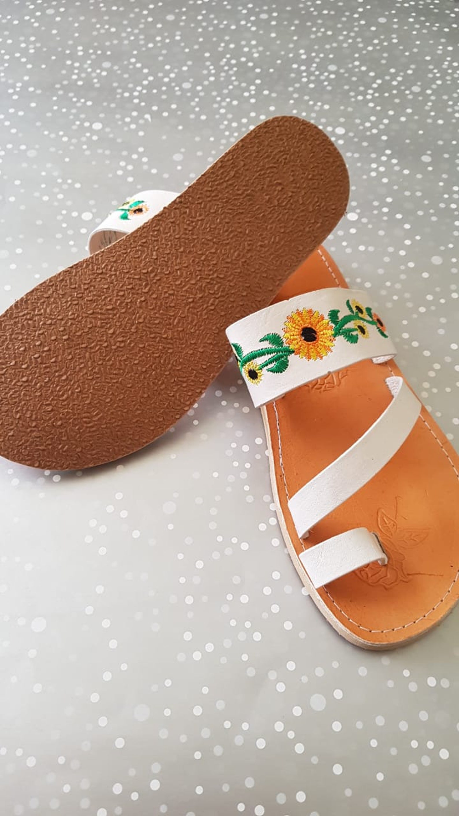 Mexican Sunflower sandals US 7 Mexico embroidered sandals | Etsy