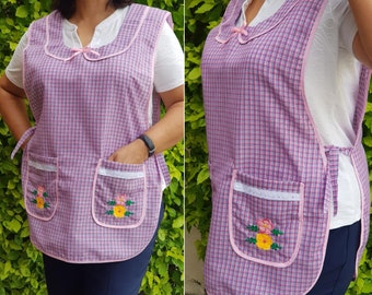 Mexican Kitchen Apron, floral embroidery pocket, Cooking apron Pinafore, Kitchen Smock, Cinco de Mayo apron, Mexico embroidered M and L size