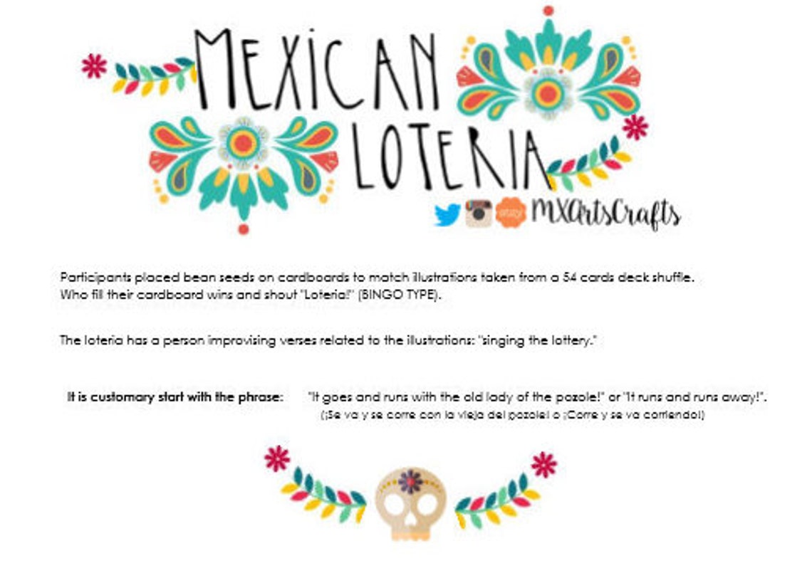 Mexican Loteria Quotes Translated Lyric Song digital File Etsy