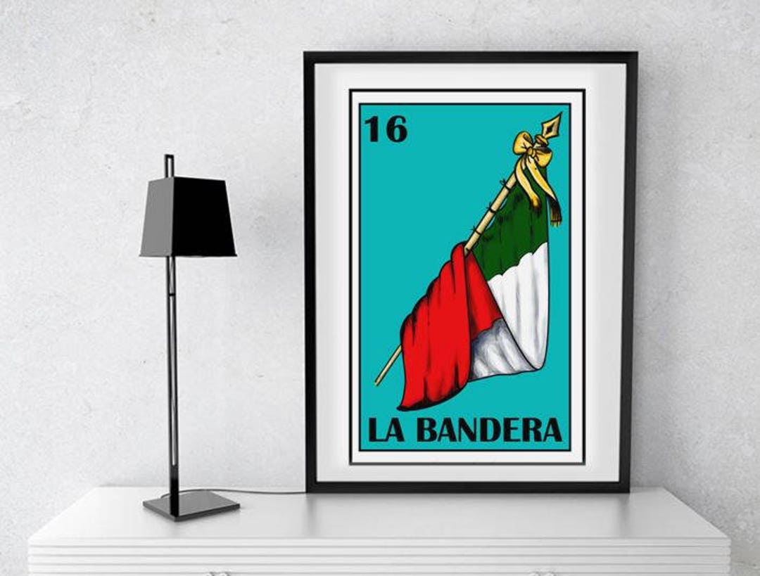 Mexican Loteria, La Bandera Loteria, Mexican Flag Loteria, Bandera De