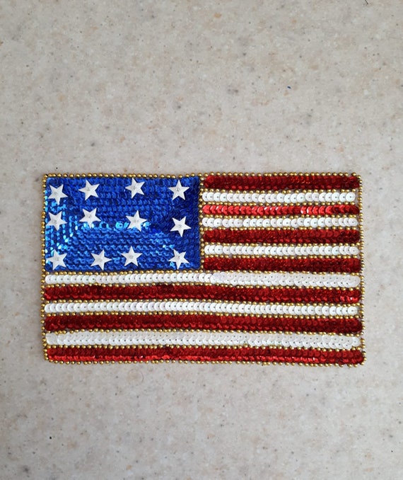 United States Flag Patch, USA Flag Sequin Patch, Bandera Estados