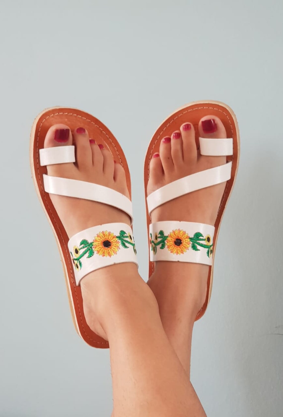 Mexican Sunflower sandals US 7 Mexico embroidered sandals Etsy