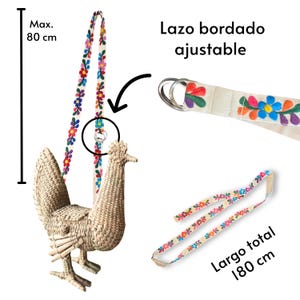 Chicken cock wicker bag, Mexican Rattan hen bag, Mexican straw Rooster bag, Vintage wicker bag, Knit bird palm bag, palm straw chicken bag image 7