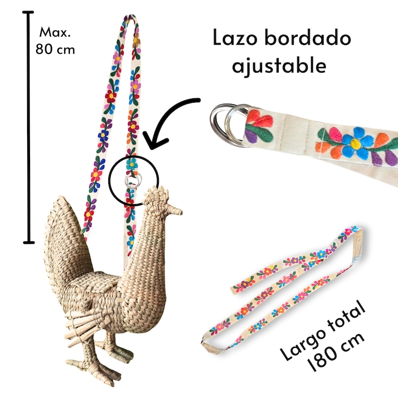 Chicken cock wicker bag, Mexican Rattan hen bag, Mexican straw Rooster bag, Vintage wicker bag, Knit bird palm bag, palm straw chicken bag image 7
