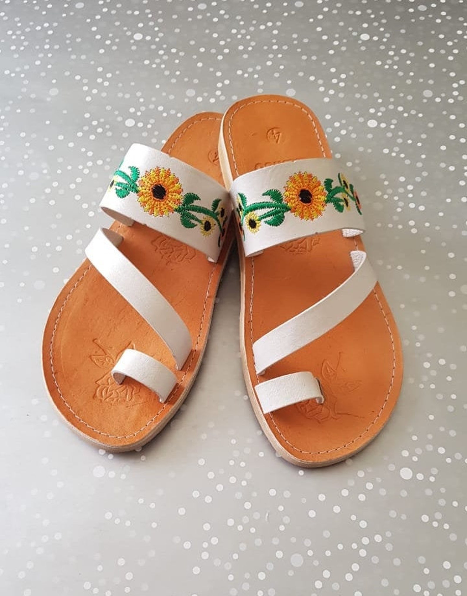 Mexican Sunflower sandals US 7 Mexico embroidered sandals Etsy