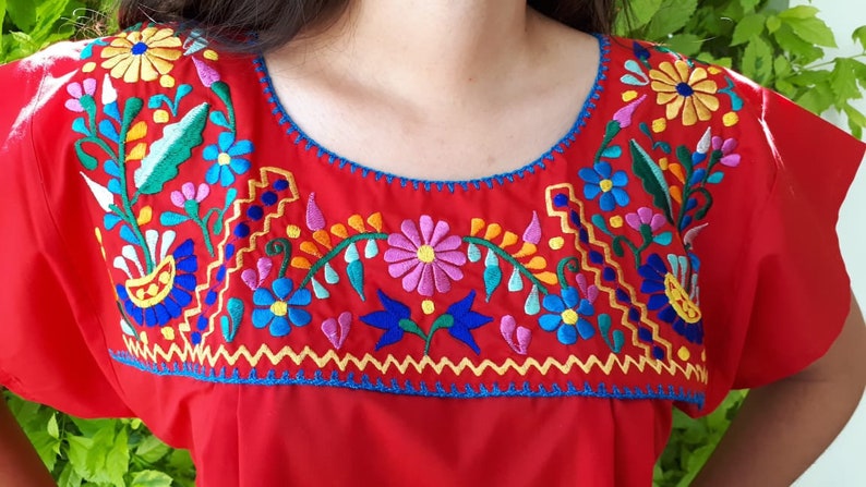 Mexican Red Blouse All Sizes Mexican Shirt Plus Size Mexican - Etsy