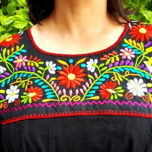 Mexican Embroidery Blouse Mexican Black Plus Size Blouse - Etsy