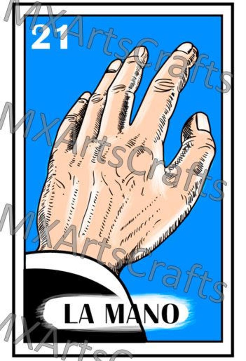 Mexican Loteria La Mano Card Mexican Bingo Hand Poster High Etsy