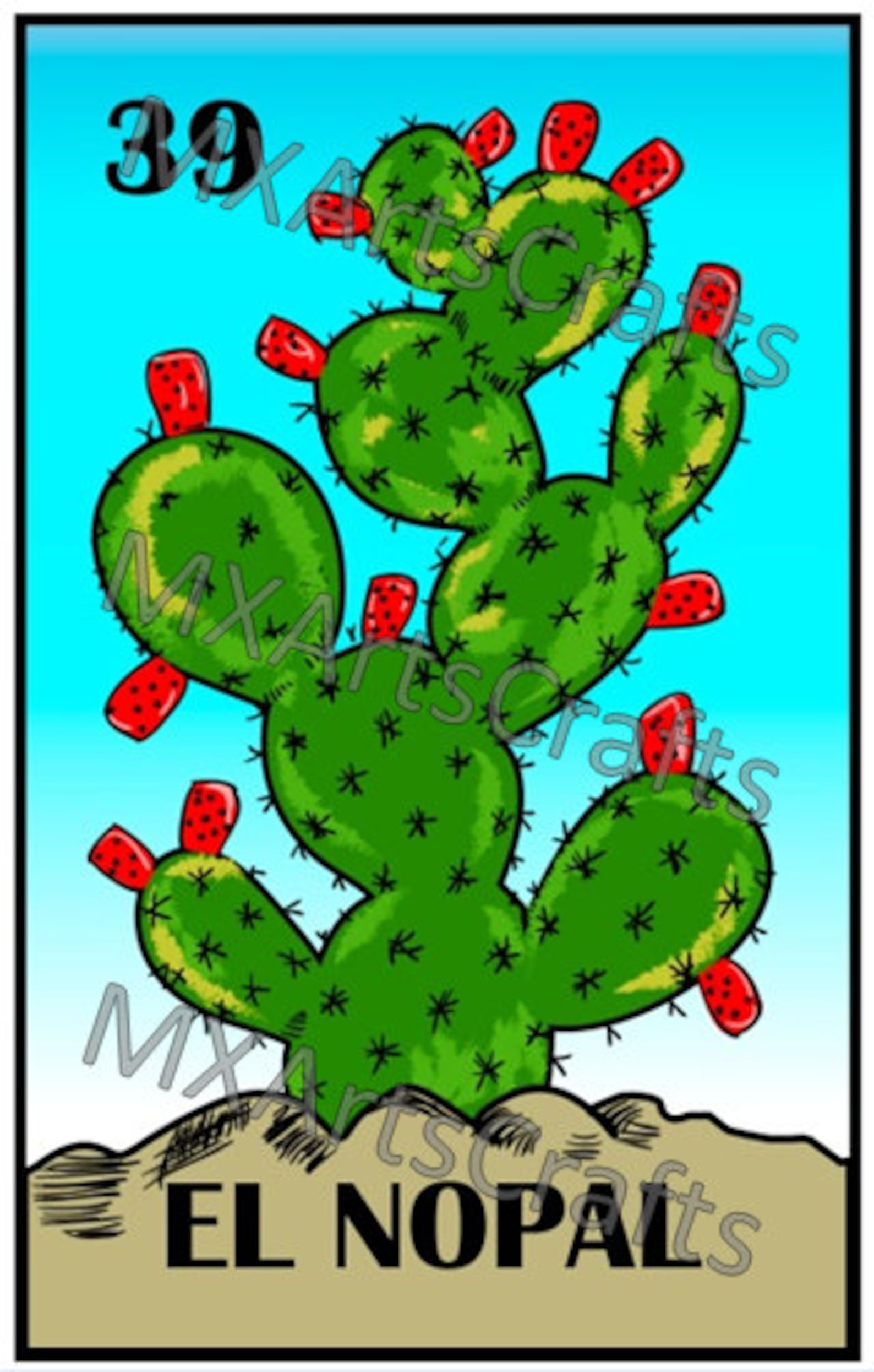 cactus print el nopal mexican loteria cactus printable etsy