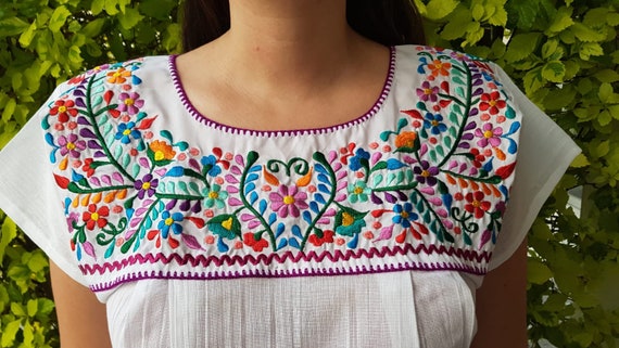 Blusa bordada blusa mexicana blanca boho - Etsy México