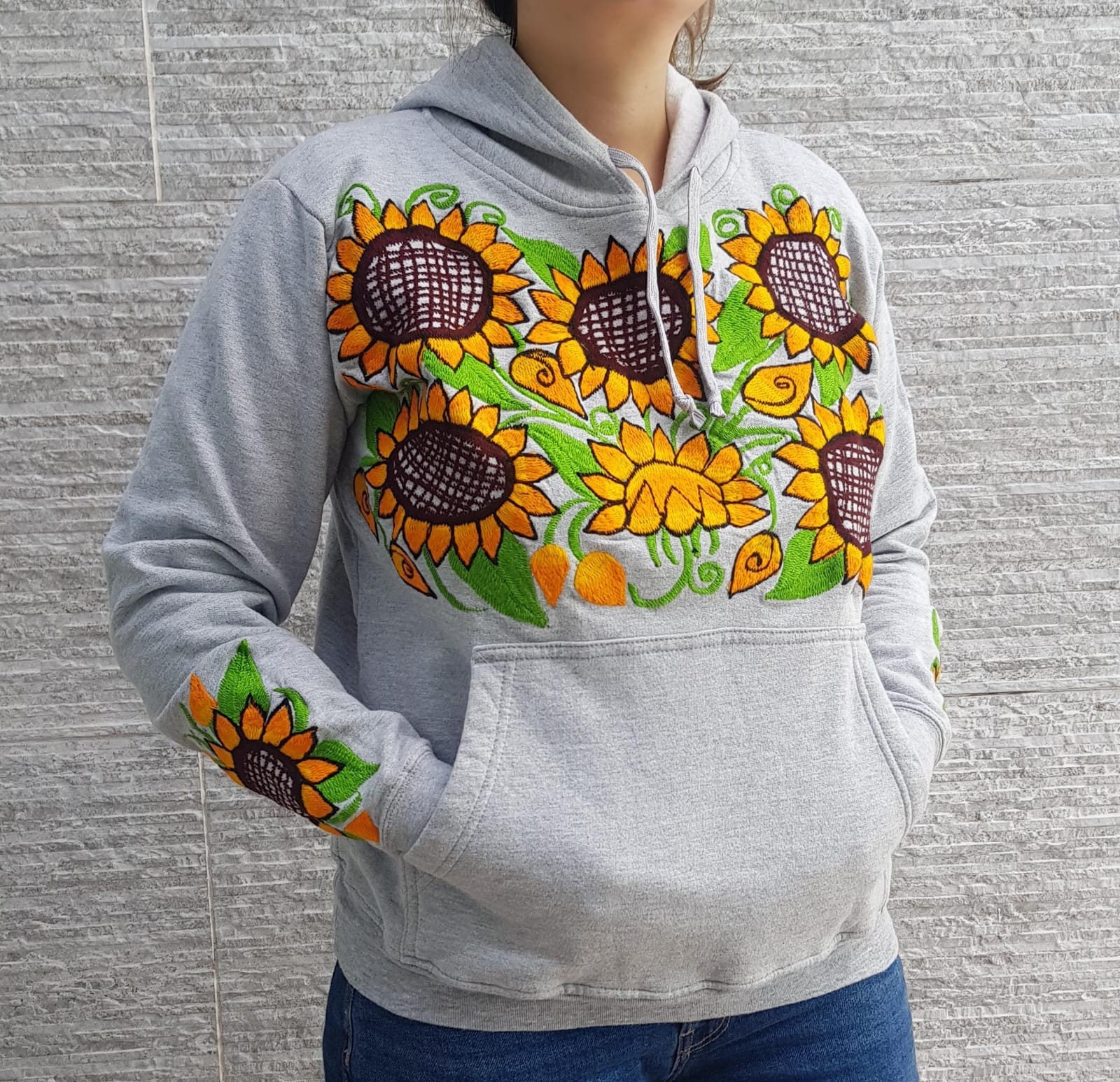 JEOCODY Women's Casual Hoodie - Long Sleeve Sunflower Pattern Sweatshirt With Pocket, 6X-Large - View #7