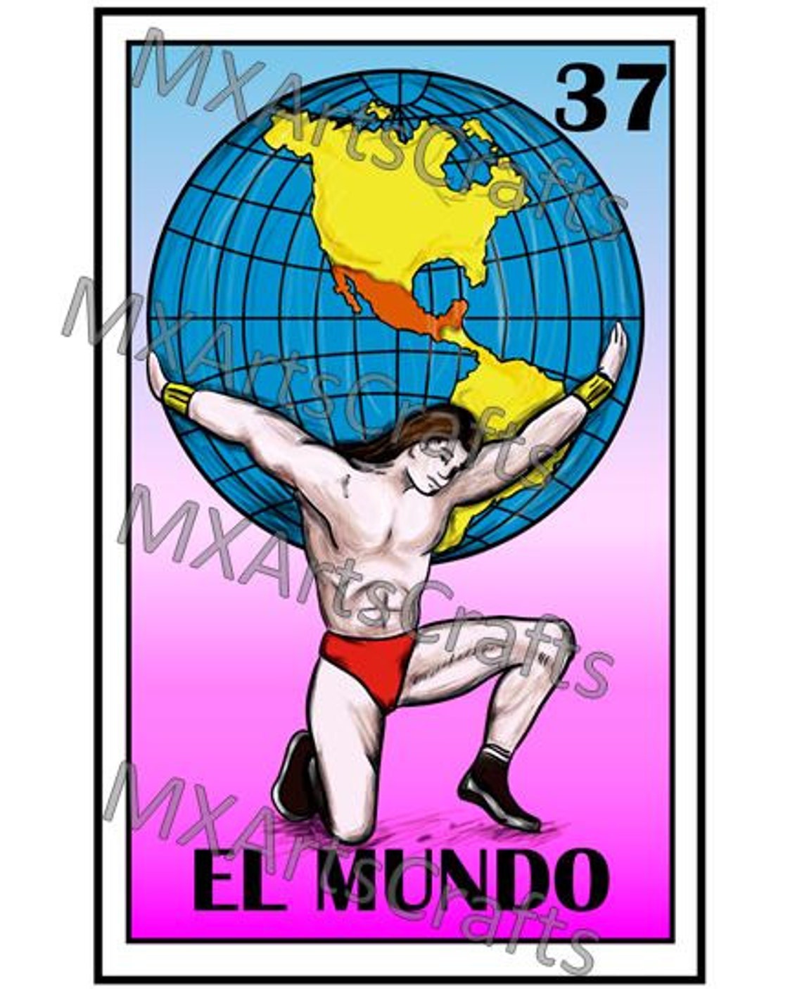 Mexican loteria El mundo loteria card Mexico Map print Etsy.de