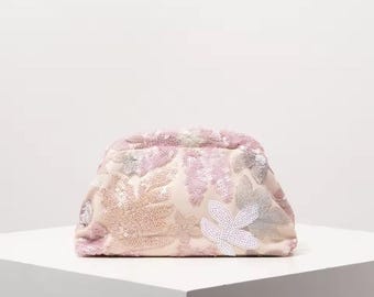 Sequin Floral Clutch – Elegant Beaded Evening Bag – Elegant Wedding Purse – Glamorous Bag