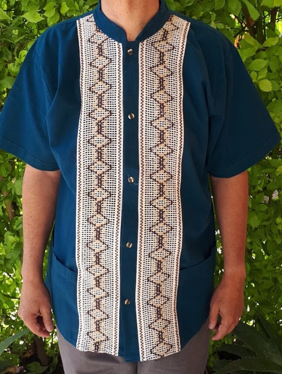 Camisa azul mexicana 2X camisa guayabera de talla grande Etsy