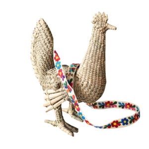 Chicken cock wicker bag, Mexican Rattan hen bag, Mexican straw Rooster bag, Vintage wicker bag, Knit bird palm bag, palm straw chicken bag Adjustable fabric