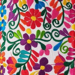 Mexico embroidery colorful pillow cover, Mexican red pompom tassel sofa cushion cover, Bed Throw Pillow, vintage flowers embroidered rainbow bild 2