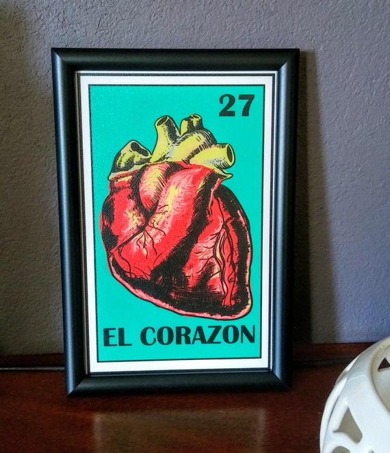 Mexican Loteria Framed El Corazon Maria Frida Art 50