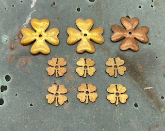 Vintage Brass Mixed Size Flower Stamping Set of 9