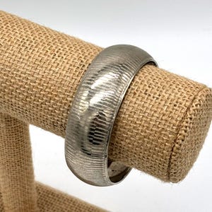 Vintage Nickel Over Brass Textured Lined Bangle Bracelet