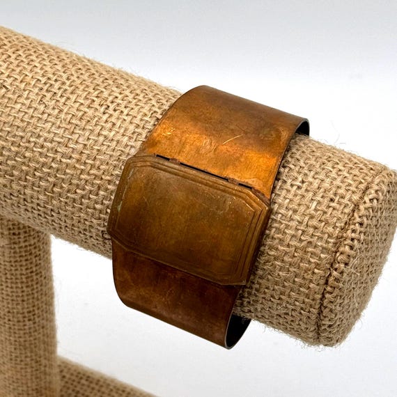 Vintage Brass Solid Snap Cuff Bracelet – Original… - image 1