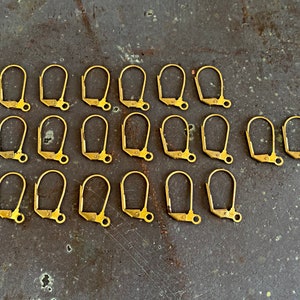 Vintage Brass Leverback Earring Hooks: 10 Pairs Solid Brass Earwires