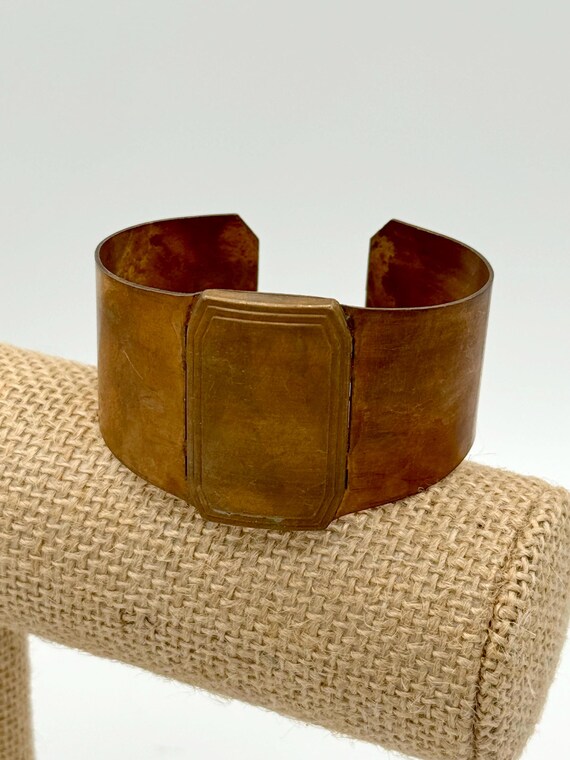 Vintage Brass Solid Snap Cuff Bracelet – Original… - image 4