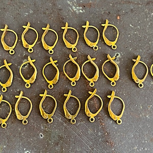 Vintage Brass Leverback Earring Hooks: Patina Finish, 10 Pairs