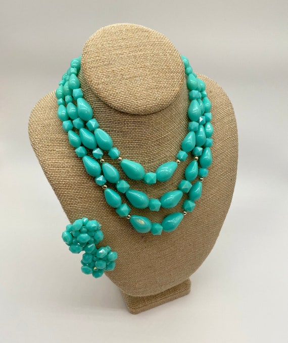 Vintage Turquoise West Germany Necklace & Clip -on