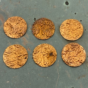 Vintage Brass Copper Finish Circle Stampings - Set of 6
