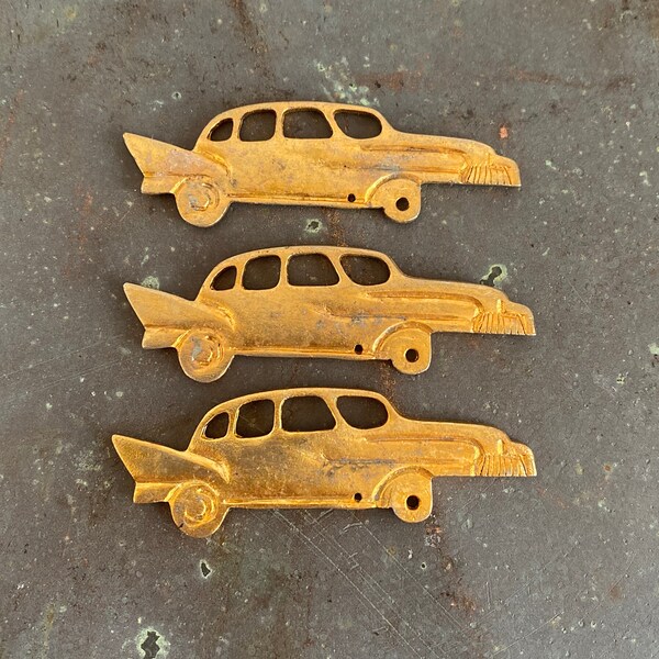 Vintage Brass Chevy Car 67 mm Stampings