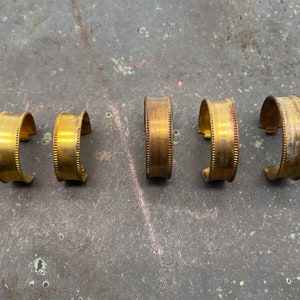 Vintage Brass Concave Trim Lined Earring Hoop Part Set - 25 mm - 32 mm