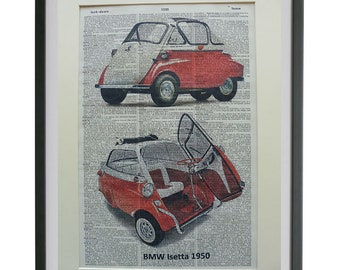 Vintage BMW Isetta Advertisement Poster A3 Reprint 