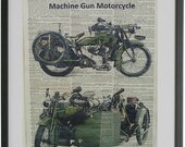 Matchless-Vickers Motorcycle Print No.458, war veteran gifts, motorcycle art, ww2 wall prints, boyfriend gift, matchless military motorcycle