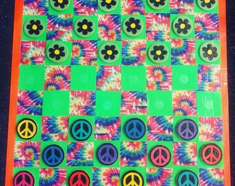 Peace Travel Checker Board - Peace Signs and Daisies